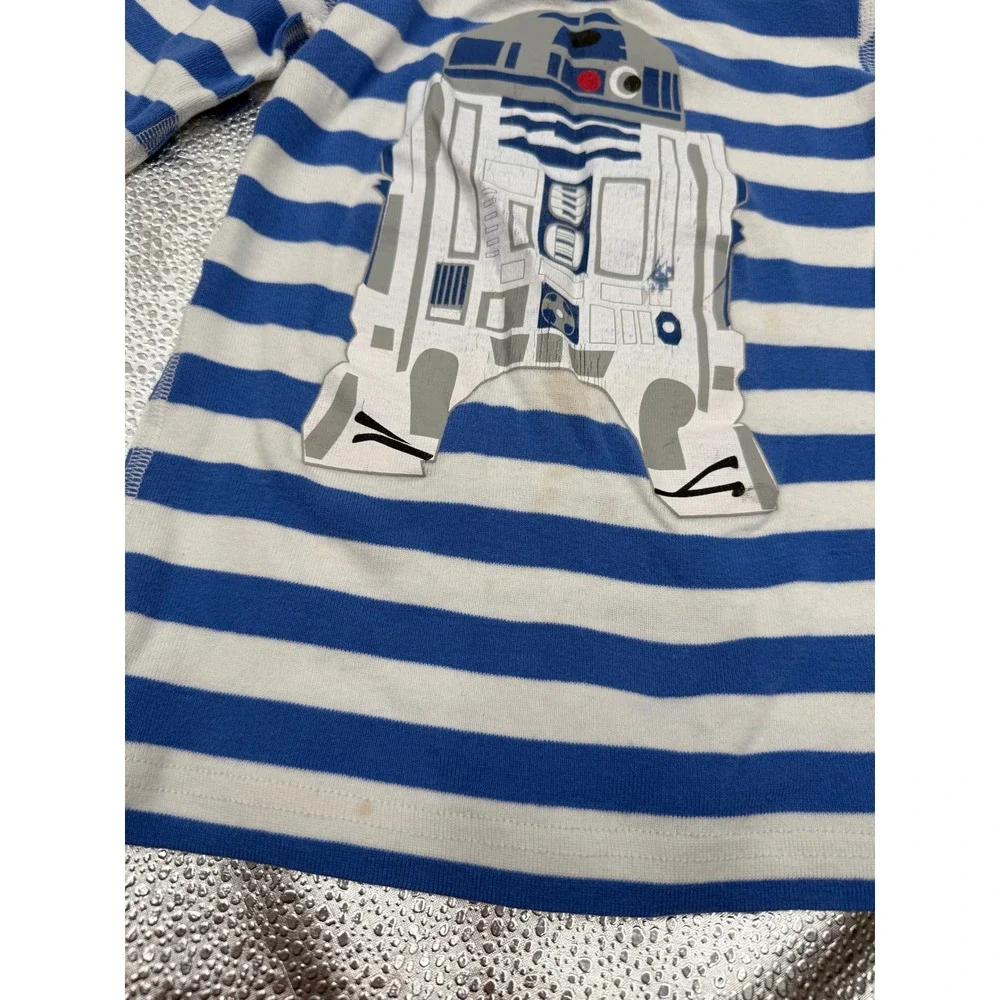 Star Wars‎ R2-D2 Pajama Top Boys Sz 6 Blue White Striped Long Sleeve Droid Shirt